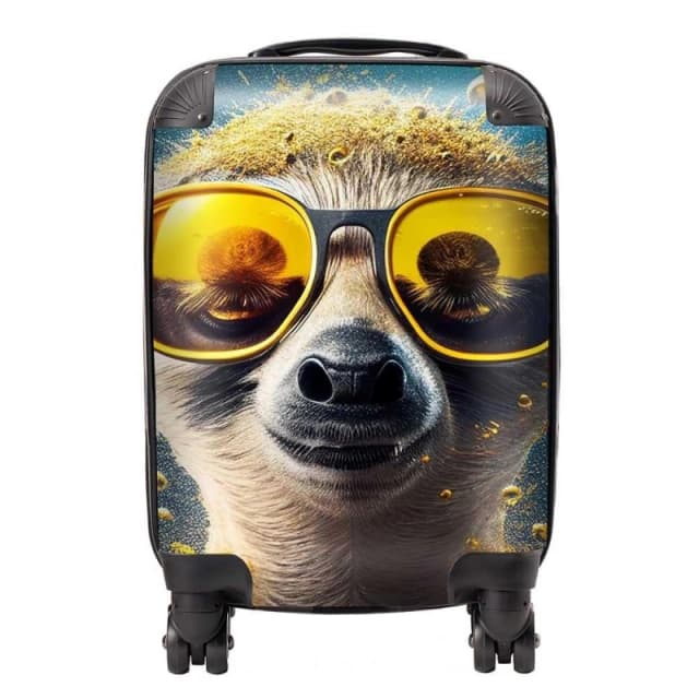 Warren Reed - Designer Meerkat With Golden Glasses Splashart Suitcase in Yellow Size: Small Yellow Unisex Small