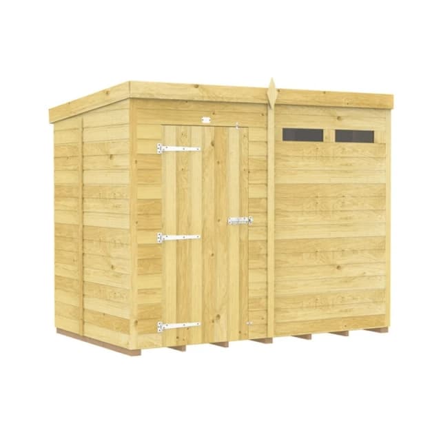 Buttercup Farm 8 x 5 Feet Pent Security Shed - Single Door - L147 x W243 x H201cm in Brown Brown Unisex