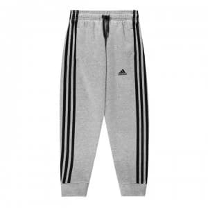 adidas 3 Stripe Fleece Pants - Grey/Black