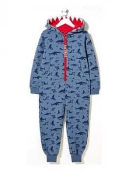 Fatface Boys Shark Print Sweat All In One - Navy
