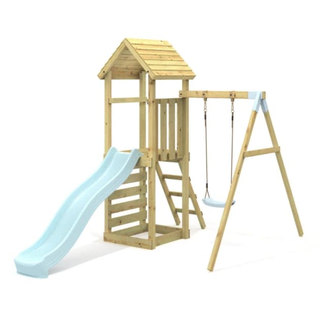 OutdoorToys Rebo Garden Climbing Frame with Swing & Slide for Kids - Rainier Ice Blue Blue Unisex