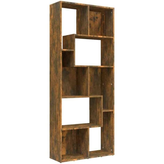 Vidaxl Book Cabinet Smoked Oak 67X24X161cm Engineered Wood, Brown 815501