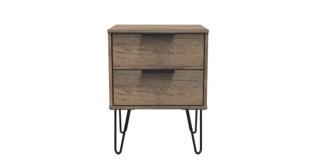 Fuji 2 Drawer Bedside Cabinet In Vintage Oak (Ready Assembled)