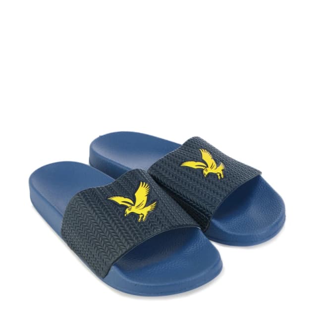 Lyle and Scott and Scott Eagle Slides Slider Slippers Boys - Blue Blue 4