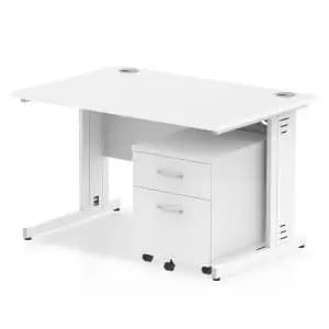 Impulse 1200 x 800mm Straight Office Desk White Top White Cable