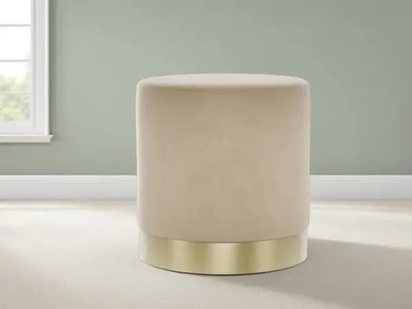 LPD Lara Beige and Gold Fabric Bedroom Stool