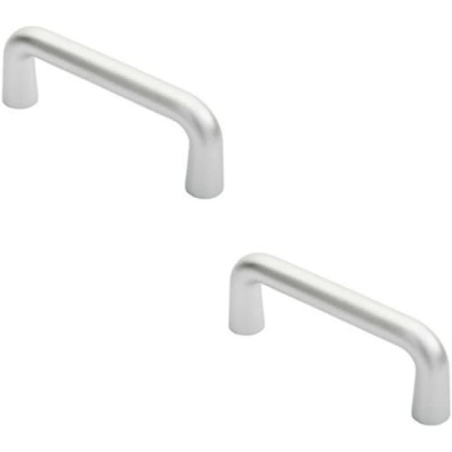 Loops 2x Rounded D Shaped Bar Handle 150 x 22mm Diameter Satin Anodised Aluminium Multi