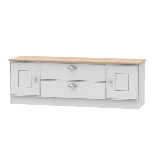 Albert 2 Door 2 Drawer Superwide TV Unit In Grey Matt & Oak (Ready Assembled)