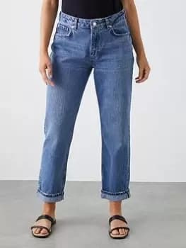 Dorothy Perkins Boyfriend Jeans - Mid Wash, Blue, Size 10, Women