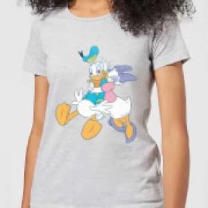 Disney Mickey Mouse Donald Daisy Kiss Womens T-Shirt - Grey - 3XL