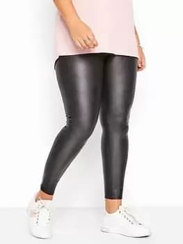 Yours Wet Look Legging - Black, Size 16, Women