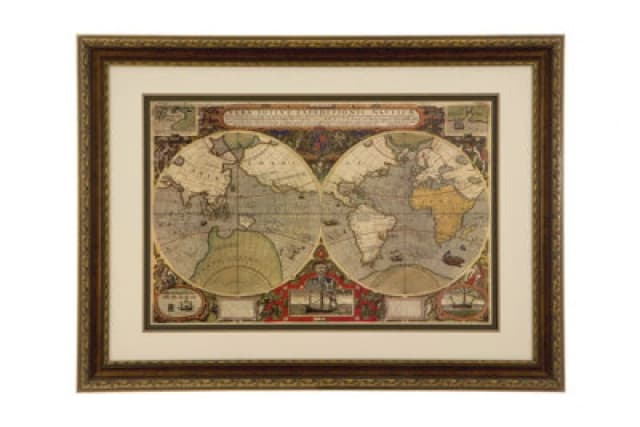 Premier Housewares Global Wall Art Framed World Map Wall Art Multi