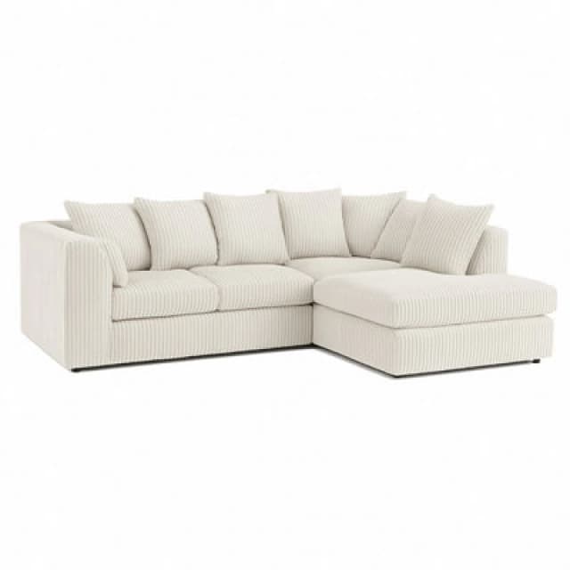 Furnishings For Less UK Luxor Jumbo Cord 4 Seater Corner Sofa Cream Right Hand Facing