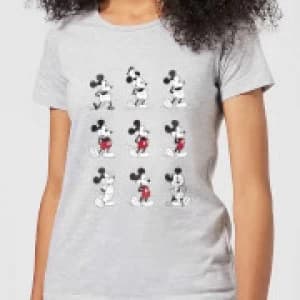 Disney Mickey Mouse Evolution Nine Poses Womens T-Shirt - Grey - 3XL
