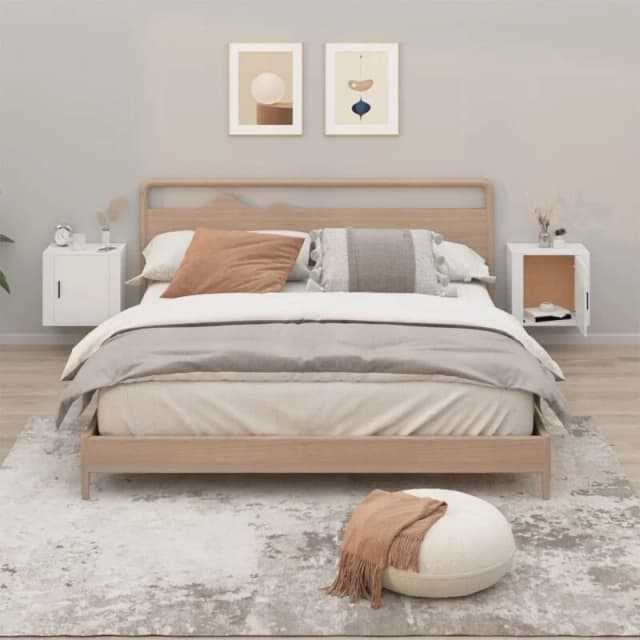 Vidaxl Wall-mounted Bedside Cabinets 2 Pcs White 50X30X47 Cm, White 816865
