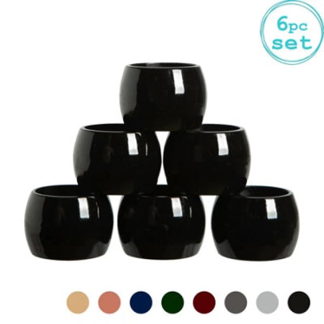 Argon Tableware Metallic Napkin Rings - 4.5Cm - Black - Pack Of 6