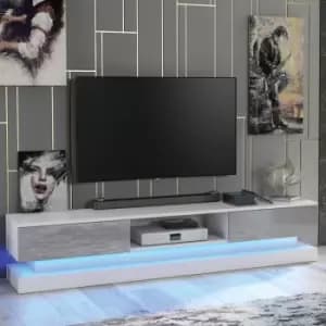 Creative Furniture - tv Unit 180cm Sideboard Cabinet Cupboard tv Stand Living Room High Gloss Doors - White & Grey - White & Grey