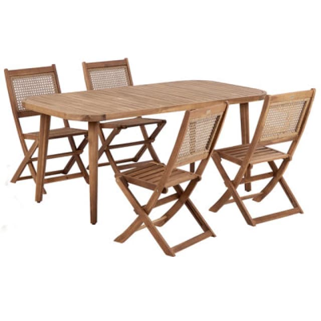 Beliani Garden Dining Set 4 Seater Paraggi Certified Acacia Wood Dark Brown