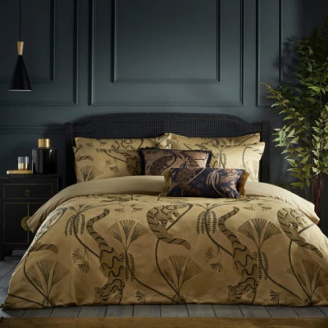 Paoletti Moondusk Gold Duvet Cover & Pillowcase Set Gold/Black