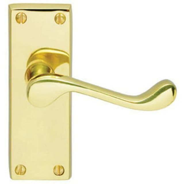 Loops PAIR Victorian Scroll Handle on Latch Backplate 120 x 41mm Polished Brass Metallics