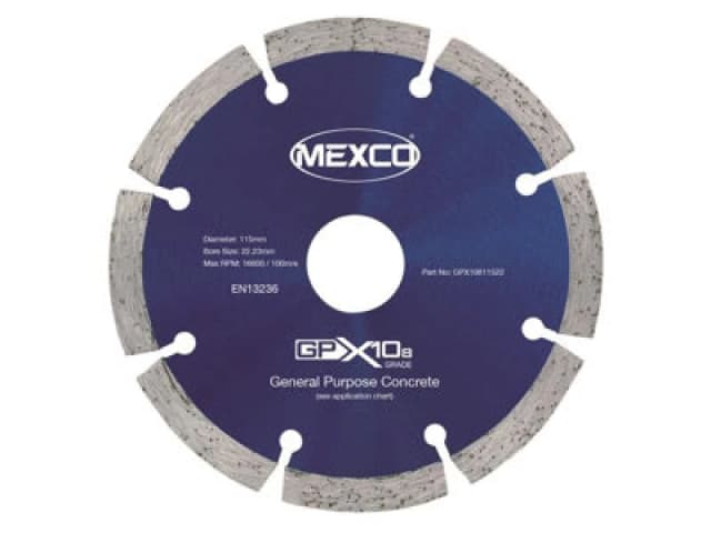 MEXCO GPX10811522 GPX10-8 Concrete Diamond Blade 115 x 22mm GPX10811522