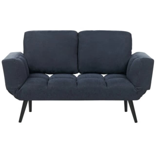 Beliani Sofa Bed 2 Seater Brekke Fabric Dark Blue