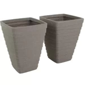 Charles Bentley Pair Of Tall Trojan Square Granite Planters (dia. 40Cm)