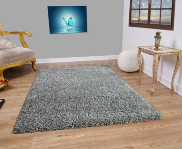 Smart Living Smart Living Soft Fluffy 5cm Thick Pile Shaggy Area Rugs for Living Room, Bedroom in Silver Size: 80cm x 150cm Silver 80cm x 150cm Unis