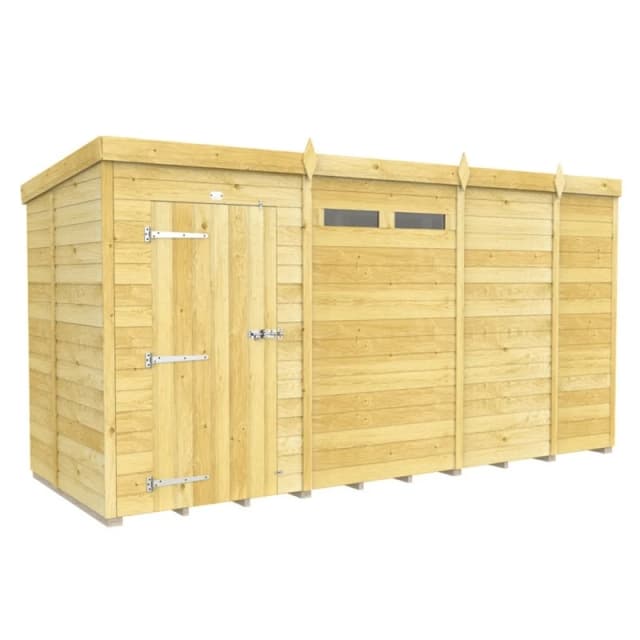 Buttercup Farm 13 x 5 Feet Pent Security Shed - Single Door - L147 x W387 x H201cm in Brown Brown Unisex