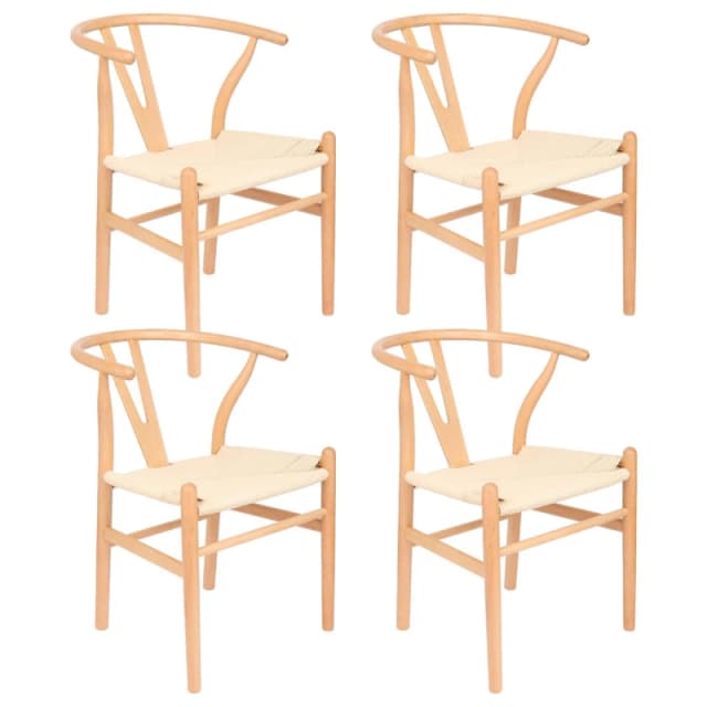 Nicholas Winter 4x Black Beech Wood Scandi Danish Style Dining Chairs - Solid Wood Chairs in Natural Natural Unisex