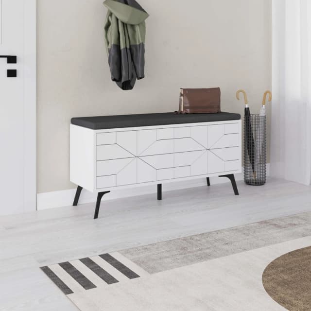Decortie Shoe Bench Storage 35X107X55Cm Particleboard White 8683628014509