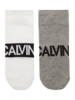 Mens Calvin Klein 2 Pack Large Logo Angle Sock White