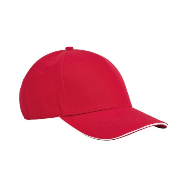 Beechfield Beechfield Men Classic Cotton Sandwich Peak Cap in Red Red One Size Male 5063527237248