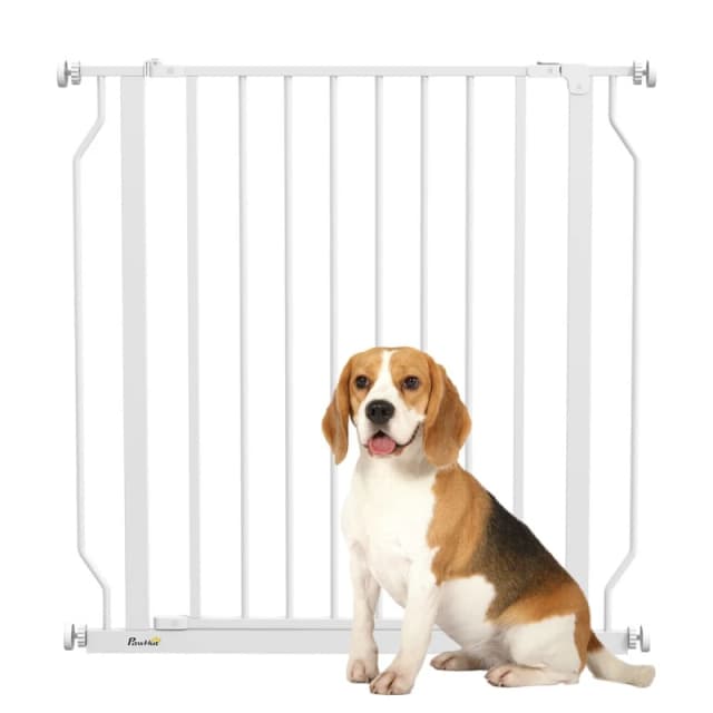 PawHut Dog Gate Wide Stair Gate, 75-85W cm, White D06-109V03WT