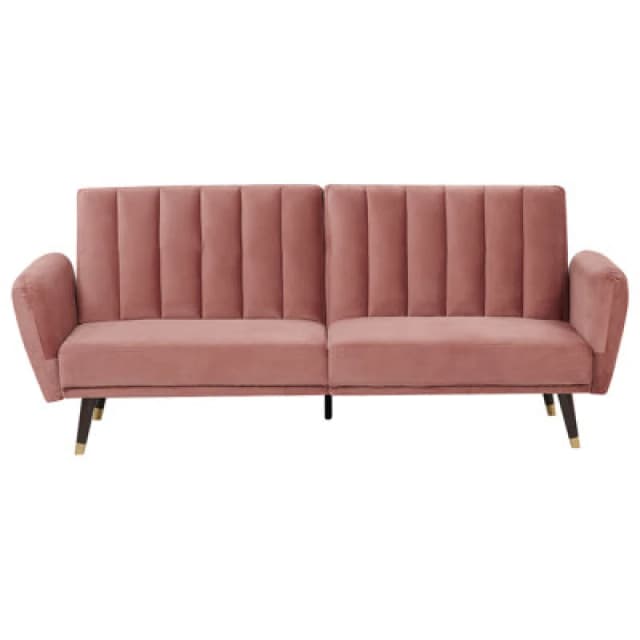 Beliani Sofa Bed 3 Seater Vimmerby Velvet Pink