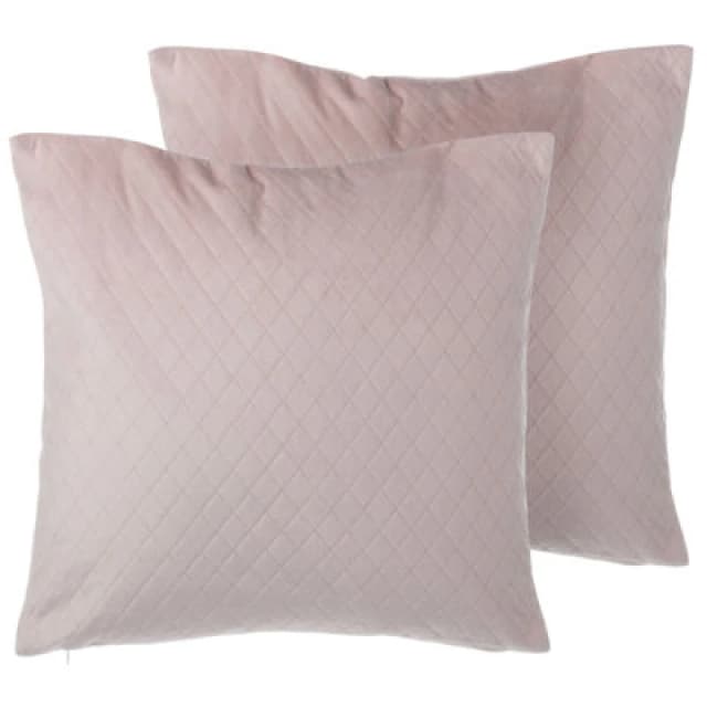 Beliani Set Of 2 Decorative Cushions Pasque Velvet 45 X 45cm Pink Solid