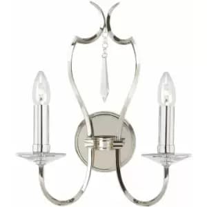 Loops - Twin Wall Light Sconce Highly Polished Nickel Finish LED E14 60W Bulb d02070