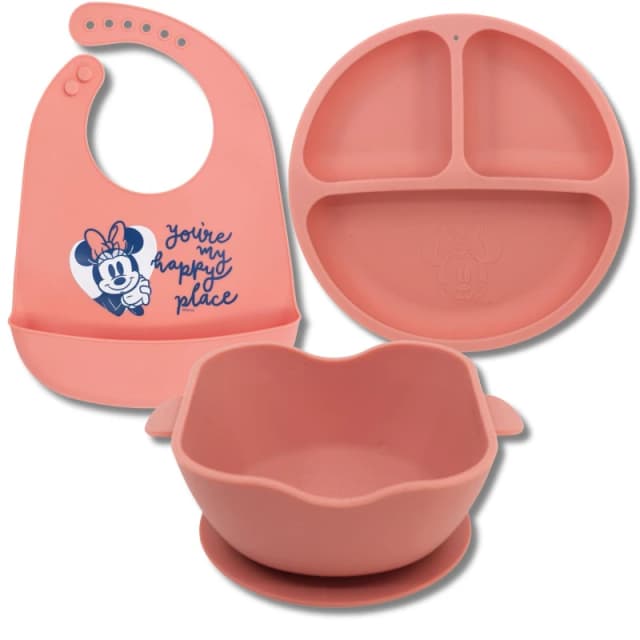 Minnie Mouse Baby Girl Silicone Dinner set Pink unisex one size