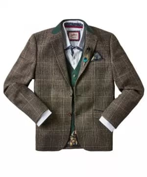 Joe Browns Wonderful Winter Check Blazer - Green, Size 38, Men
