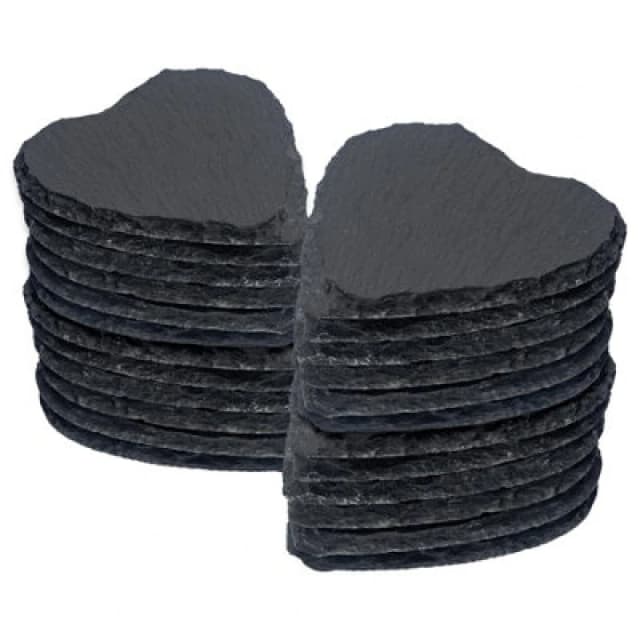 Argon Tableware Heart Slate Coasters - 10Cm - Pack Of 24