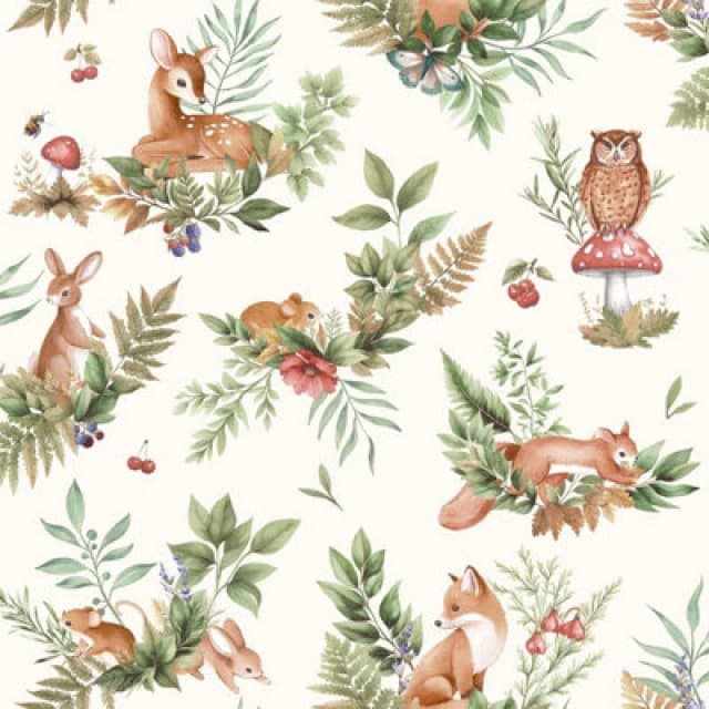 Holden Decor Forest Friends Cream / Multi Children's Wallpaper, Multi 14123