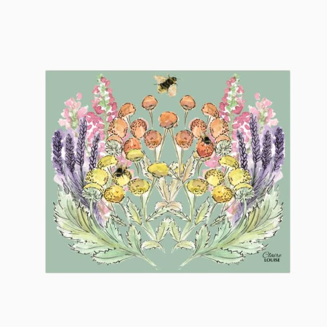 Claire Louise Sage Bloom Glass Kitchen Splashback Size: 600mm x 750mm Multicolor Unisex 600mm x 750mm