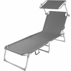 Tectake Sun Lounger With Sun Shade Grey