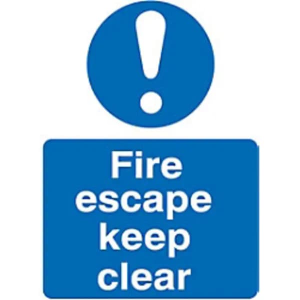 SECO by Stewart Superior Seco Mandatory Safety Sign Fire Escape Keep Clear Self Adhesive Vinyl 150 x 200mm - M025SAV150X200 M025SAV150X200
