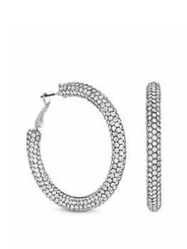 Lipsy Lipsy Silver Large Crystal Tubed Hoop Earrings