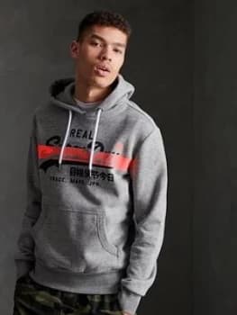 Superdry Vintage Label Hoody, Grey Size M Men