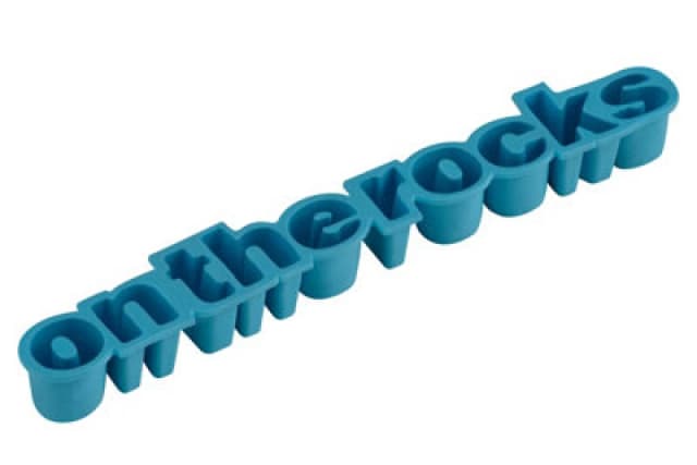 Premier Housewares On The Rocks Ice Cube Tray, Unique Ice Cube Tray, Thermoplastic Rubber Ice Freezing Tray, Letters Ice Tray Blue