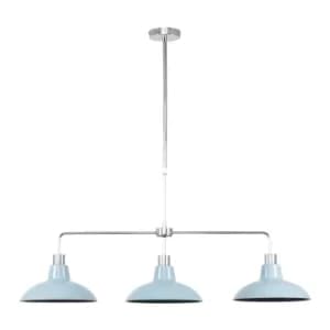 Huckleberry Chrome 3 Way Over Table Light with Cornflower Blue Shades