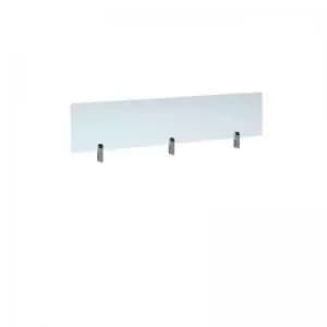 Desktop clear acrylic screen topper with silver brackets 1400mm wide