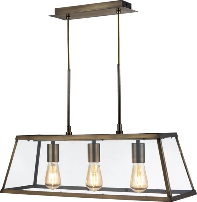 SO'HOME 3-Light Industrial Pendant in Brass Antique Brass ONE SIZE